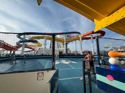 Trampoline park with water slides
